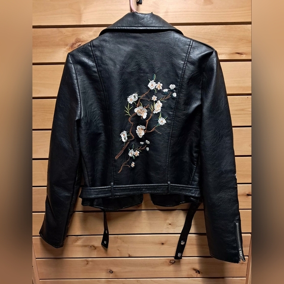 Romeo + Juliet Black Faux Leather Moto Jacket Size L - Picture 6 of 7